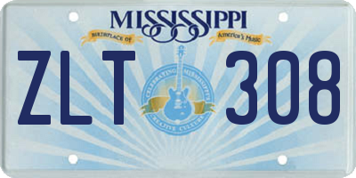 MS license plate ZLT308