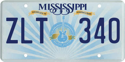 MS license plate ZLT340