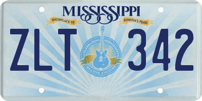 MS license plate ZLT342