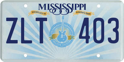 MS license plate ZLT403