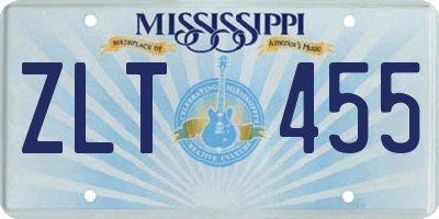 MS license plate ZLT455