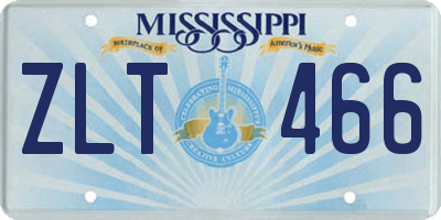 MS license plate ZLT466