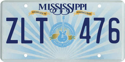 MS license plate ZLT476