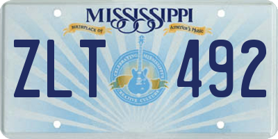 MS license plate ZLT492