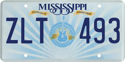 MS license plate ZLT493