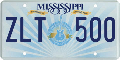MS license plate ZLT500
