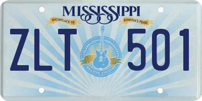 MS license plate ZLT501