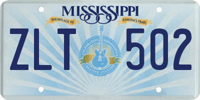 MS license plate ZLT502
