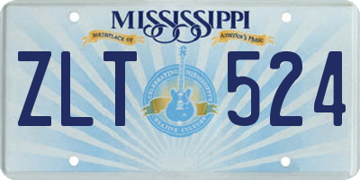 MS license plate ZLT524