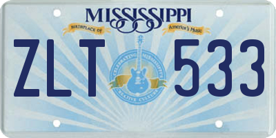 MS license plate ZLT533