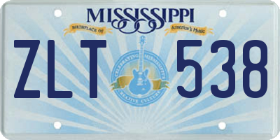 MS license plate ZLT538