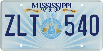 MS license plate ZLT540