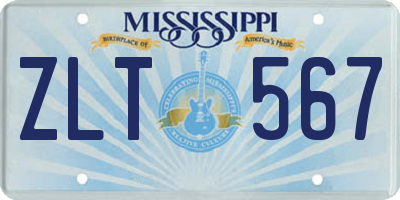 MS license plate ZLT567