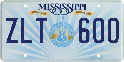 MS license plate ZLT600