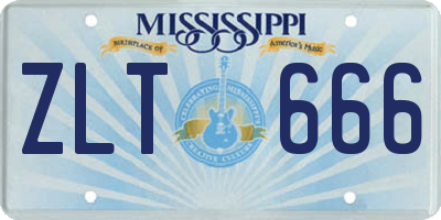MS license plate ZLT666