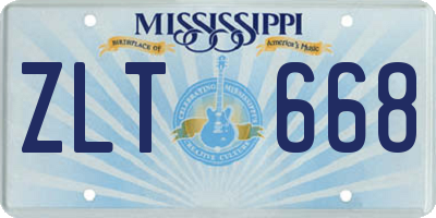 MS license plate ZLT668