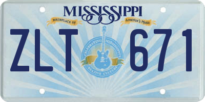 MS license plate ZLT671
