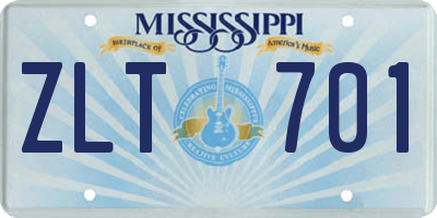 MS license plate ZLT701