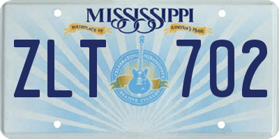 MS license plate ZLT702