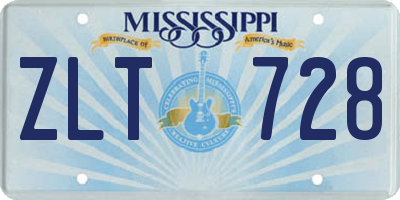 MS license plate ZLT728