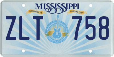 MS license plate ZLT758