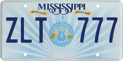 MS license plate ZLT777
