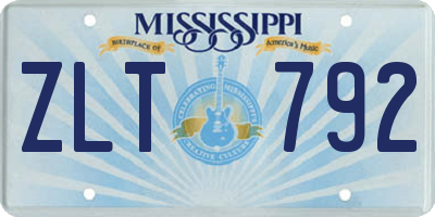 MS license plate ZLT792