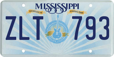 MS license plate ZLT793