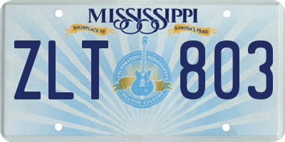 MS license plate ZLT803