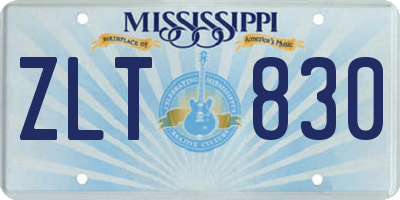 MS license plate ZLT830