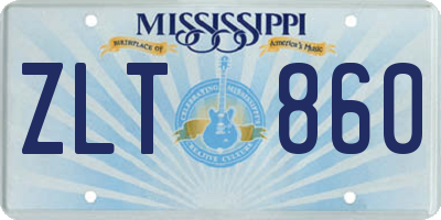 MS license plate ZLT860