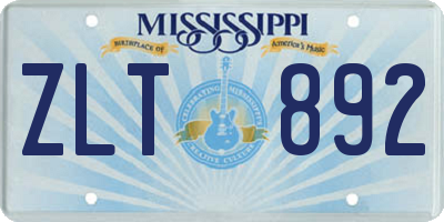 MS license plate ZLT892