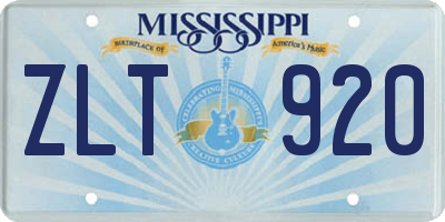 MS license plate ZLT920
