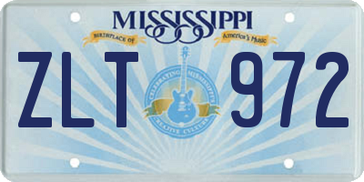 MS license plate ZLT972