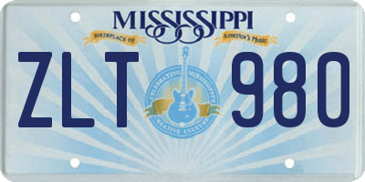 MS license plate ZLT980