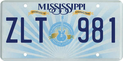 MS license plate ZLT981