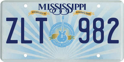 MS license plate ZLT982