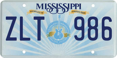 MS license plate ZLT986