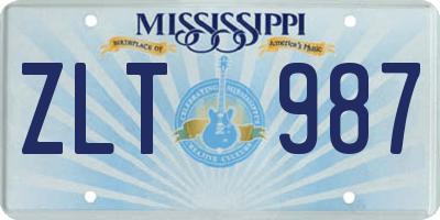 MS license plate ZLT987