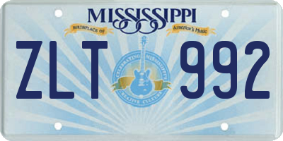 MS license plate ZLT992