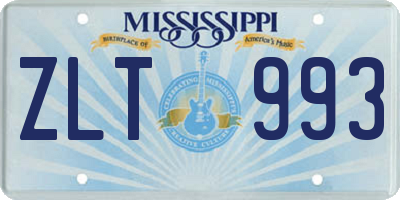 MS license plate ZLT993