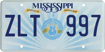 MS license plate ZLT997