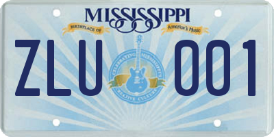 MS license plate ZLU001