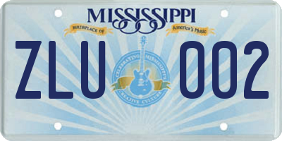 MS license plate ZLU002