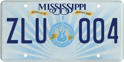 MS license plate ZLU004