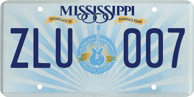 MS license plate ZLU007