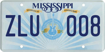 MS license plate ZLU008