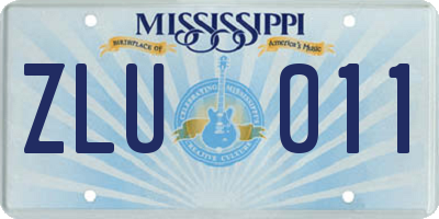 MS license plate ZLU011