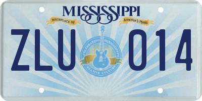 MS license plate ZLU014