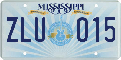 MS license plate ZLU015